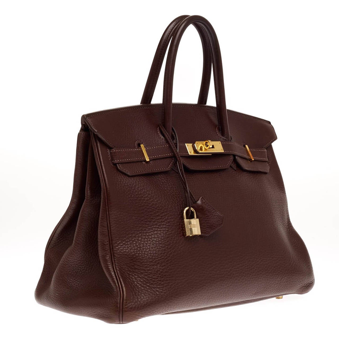 Hermes Birkin Chocolate Clemence with Gold Hardware 35 In Good Condition In NY, NY