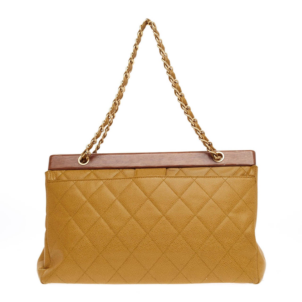 Women's Chanel Vintage Wood Frame Quilted Caviar