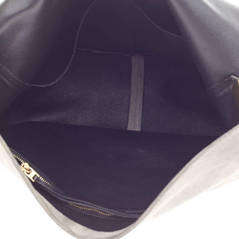 Gray Celine Gourmette Shoulder Bag Suede Large