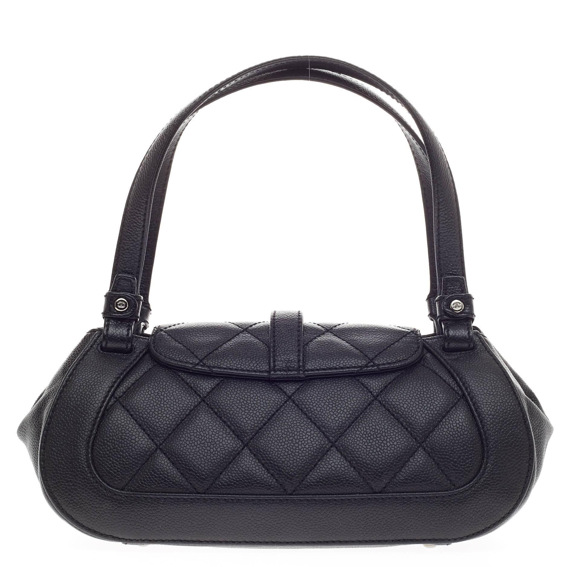 Chanel Mademoiselle Lock Shoulder Bag Quilted Caviar Small In Good Condition In NY, NY