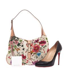 Vintage Gucci Jackie O Flora Segeltuch