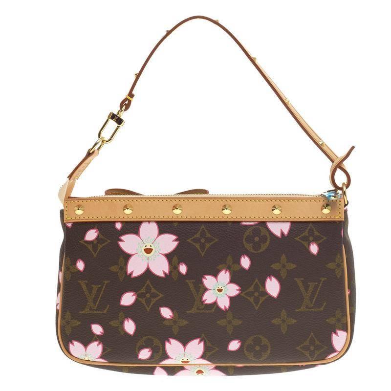 Louis Vuitton Pochette Accessoires Limited Edition Cherry Blossom In Good Condition In NY, NY