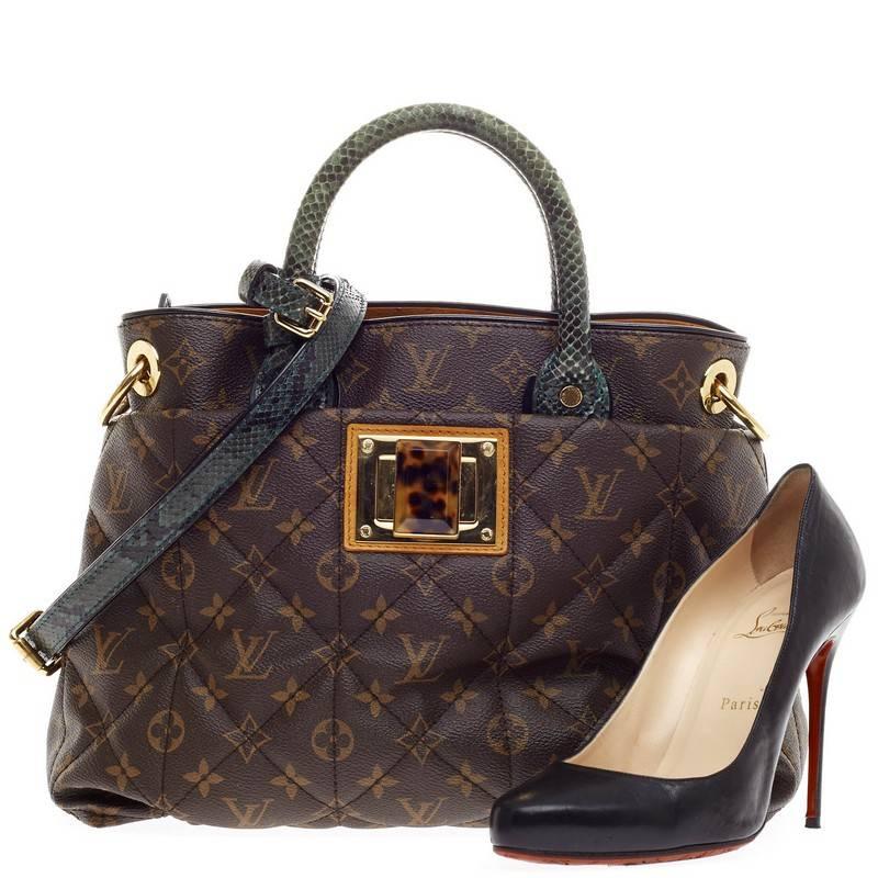 This authentic Louis Vuitton Limited Edition Exotique Monogram Etoile MM is a highly-crafted and fashion-forward statement bag debuting in its Fall/Winter 2012 Collection. Finely crafted from soft, padded quilted monogram etoile coated canvas, this