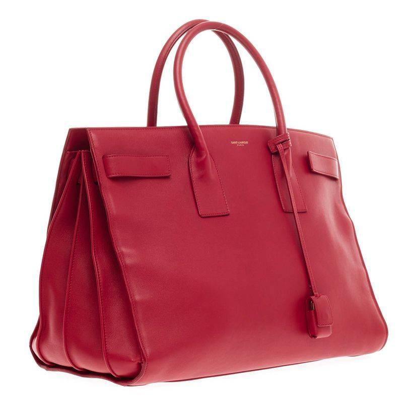Red Saint Laurent Sac De Jour Leather Large
