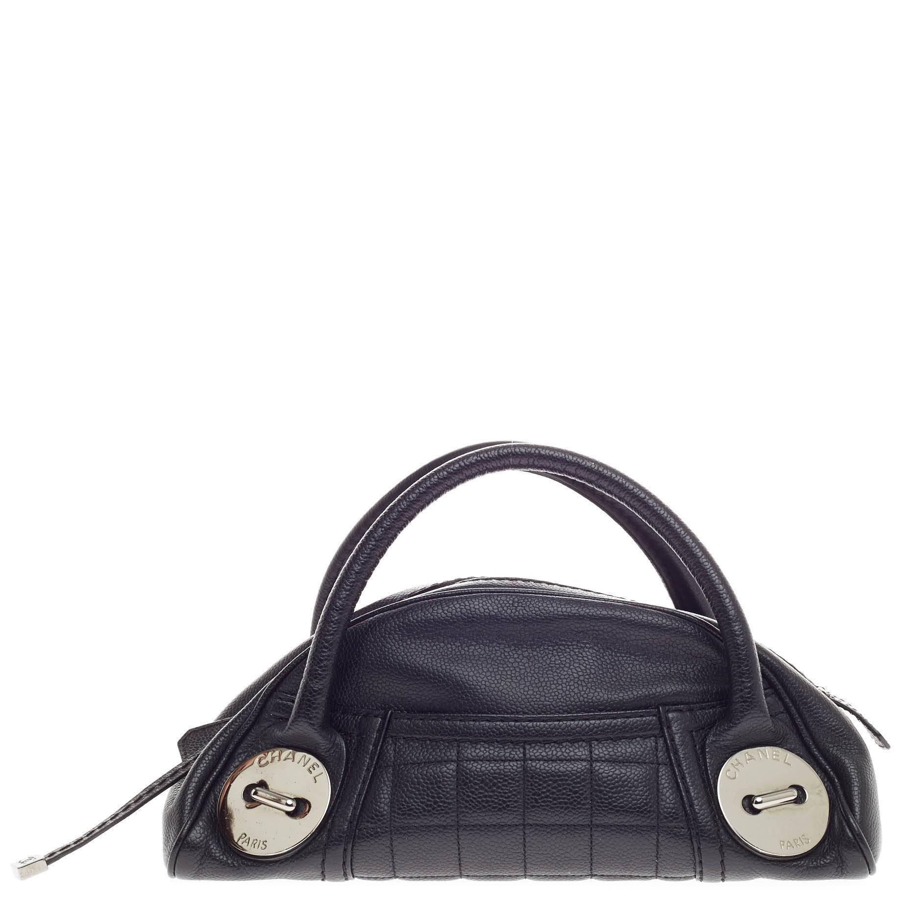 Chanel Button Dome Satchel Caviar Small In Good Condition In NY, NY