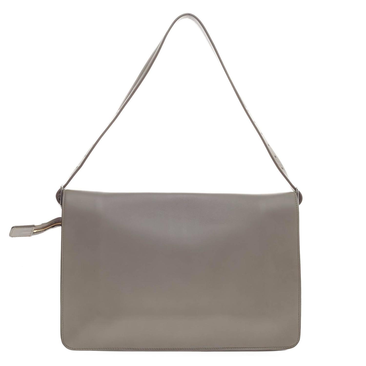 Celine Clasp Foldover Shoulder Bag Leather Medium at 1stdibs  