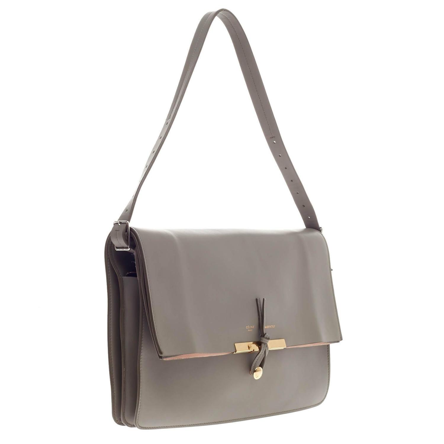 knock off celine handbags - Celine Clasp Foldover Shoulder Bag Leather Medium at 1stdibs