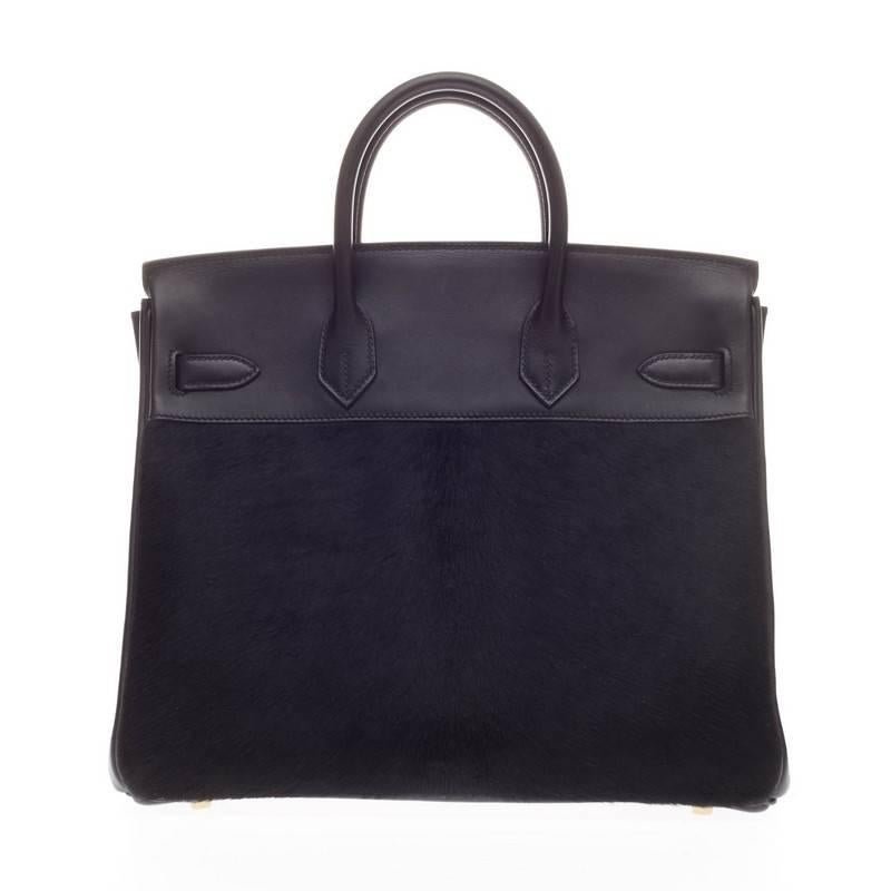 Hermes Birkin Troika HAC Black Evercalf and Pony Hair with Gold Hardware 32 In Good Condition In NY, NY