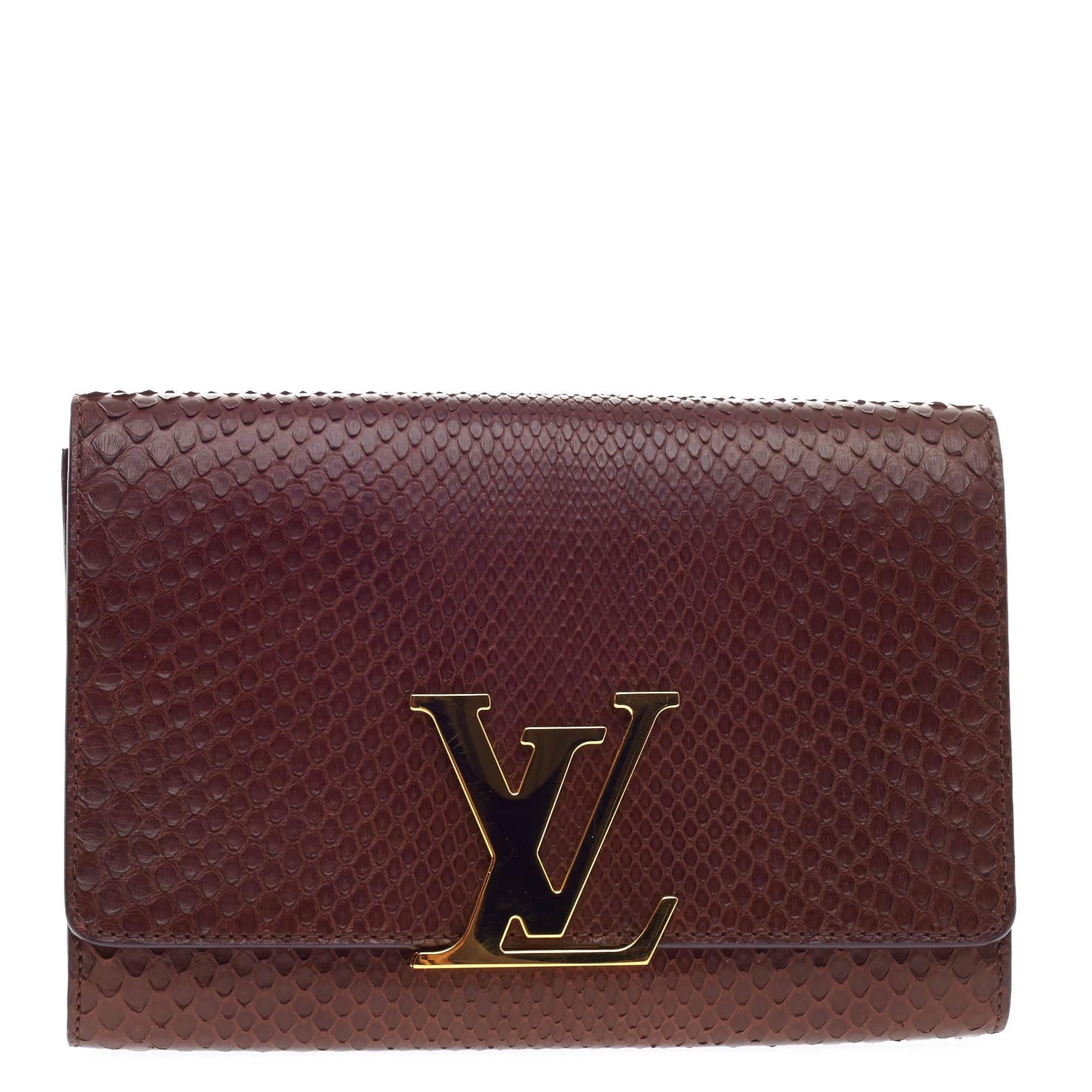 Louis Vuitton Chain Louise Clutch Python GM In Good Condition In NY, NY
