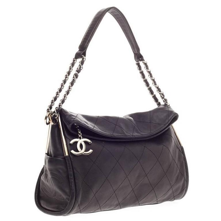 Chanel Metallic Mesh Limited Edition Soft Quilted Black Lambskin Leather  Hobo For Sale at 1stDibs