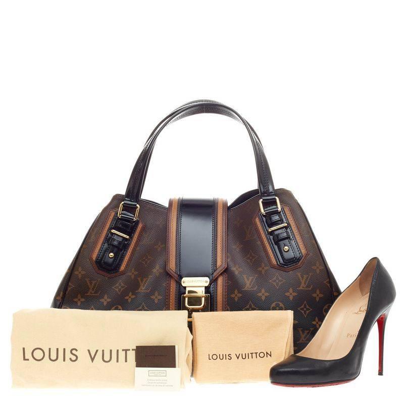 This authentic Louis Vuitton Griet Limited Edition Monogram Mirage presented in the brand's Fall/Winter 2007 Runway Collection updates this classic tote into a modern, eye-catching piece. Crafted in iconic monogram canvas with gradually faded noir