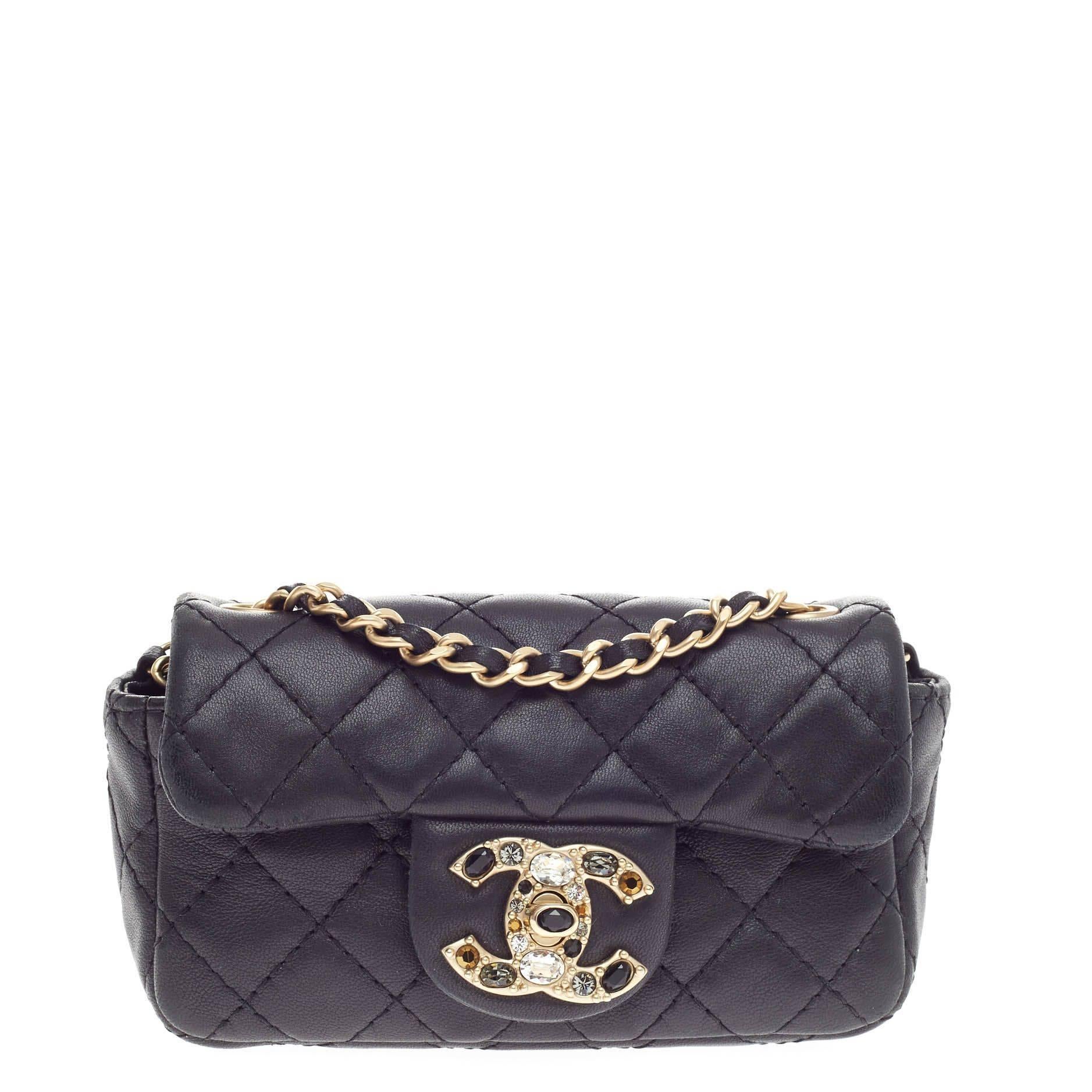 Chanel Precious Jewel Flap Quilted Lambskin Extra Mini In Good Condition In NY, NY