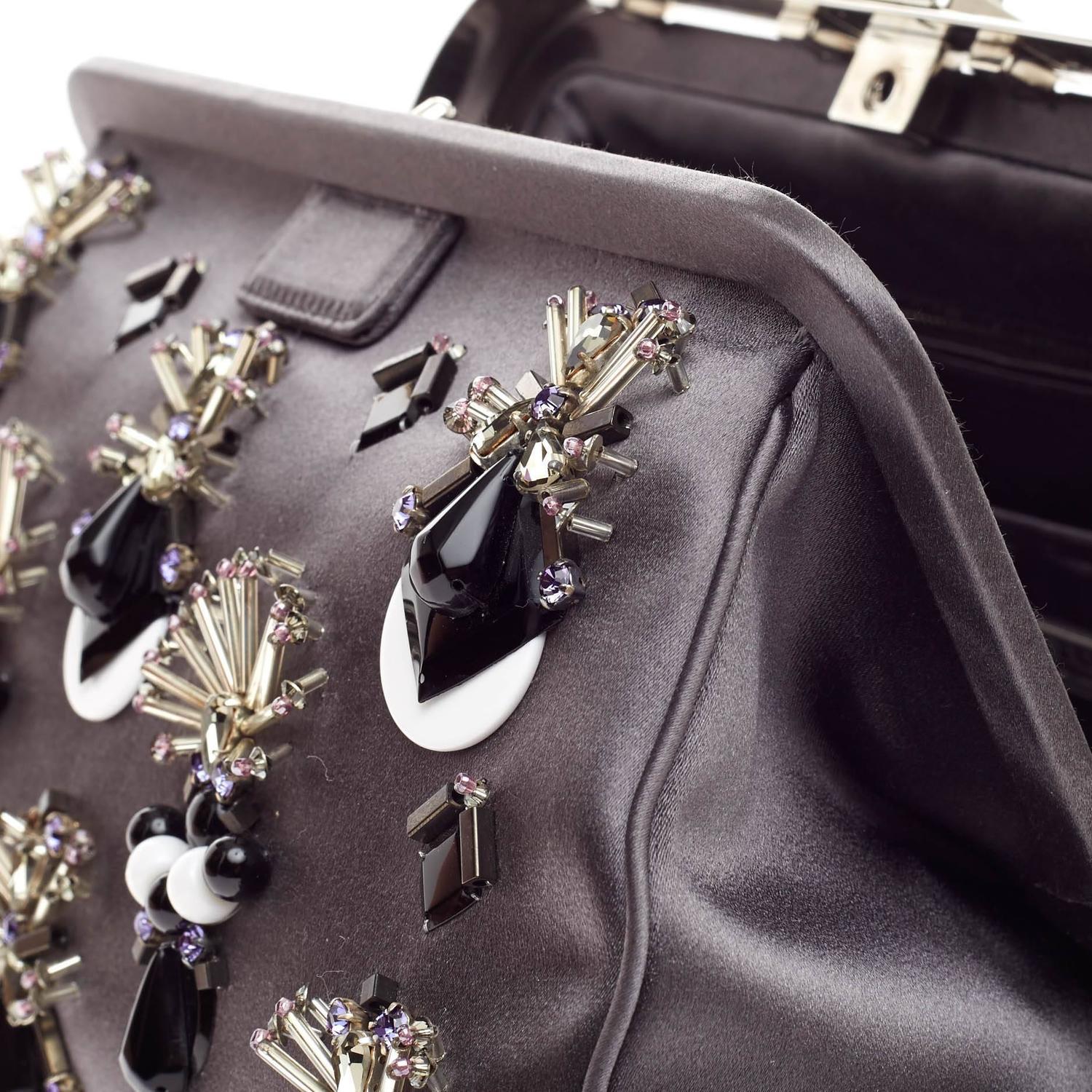 Prada Raso Ricamo Framed Doctor\u0026#39;s Bag Jeweled Satin Medium at 1stdibs