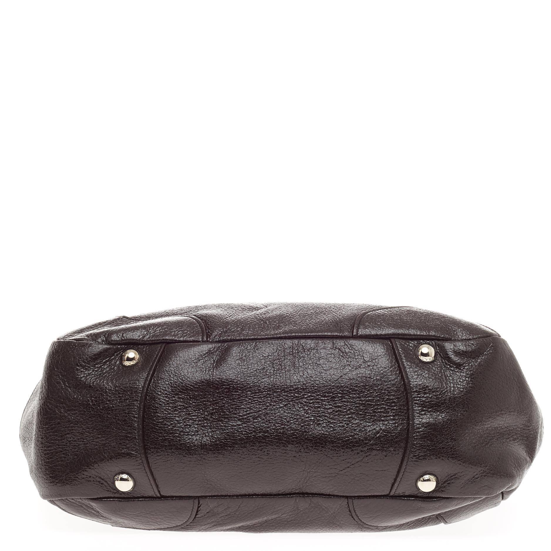 Black Prada Lux Chain Side Pocket Hobo Cervo Leather Large