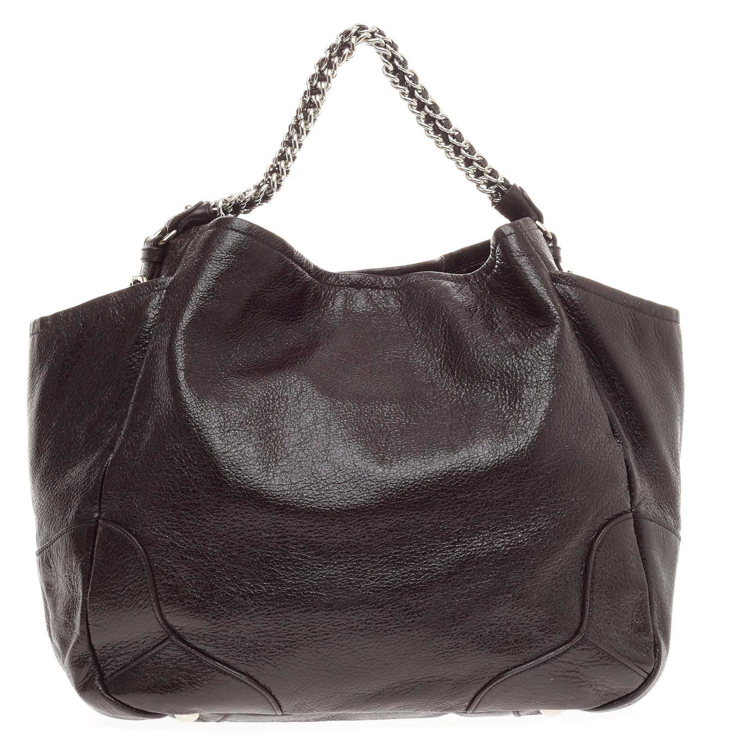 proda purse - Prada Lux Chain Side Pocket Hobo Cervo Leather Large For Sale at ...