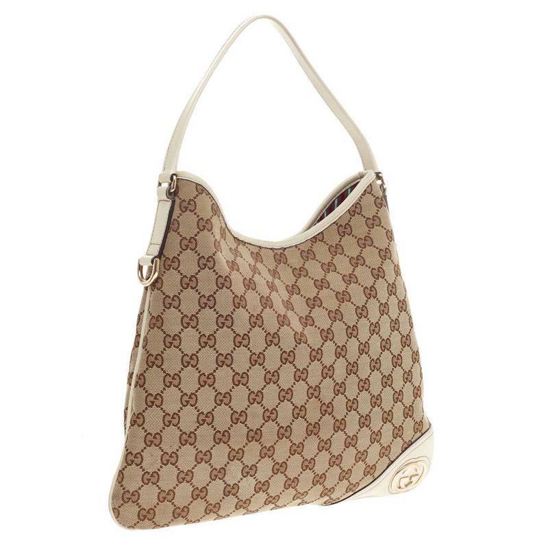 Gucci New Britt Hobo GG Canvas Medium im Zustand „Gut“ in NY, NY