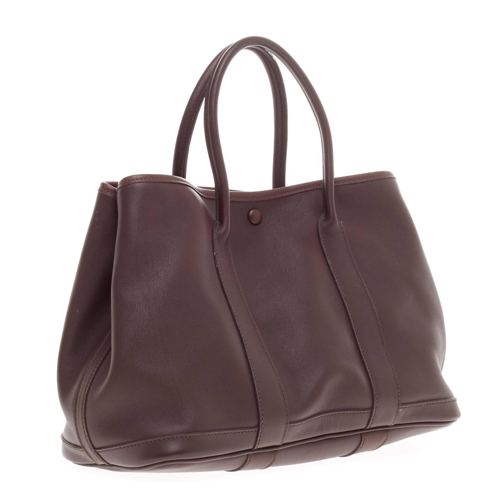 Hermes Bolduc Garten Party Tote Leder TPM (Schwarz)