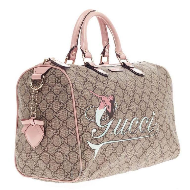 Gucci Mermaid Joy Boston Bag GG Coated 
