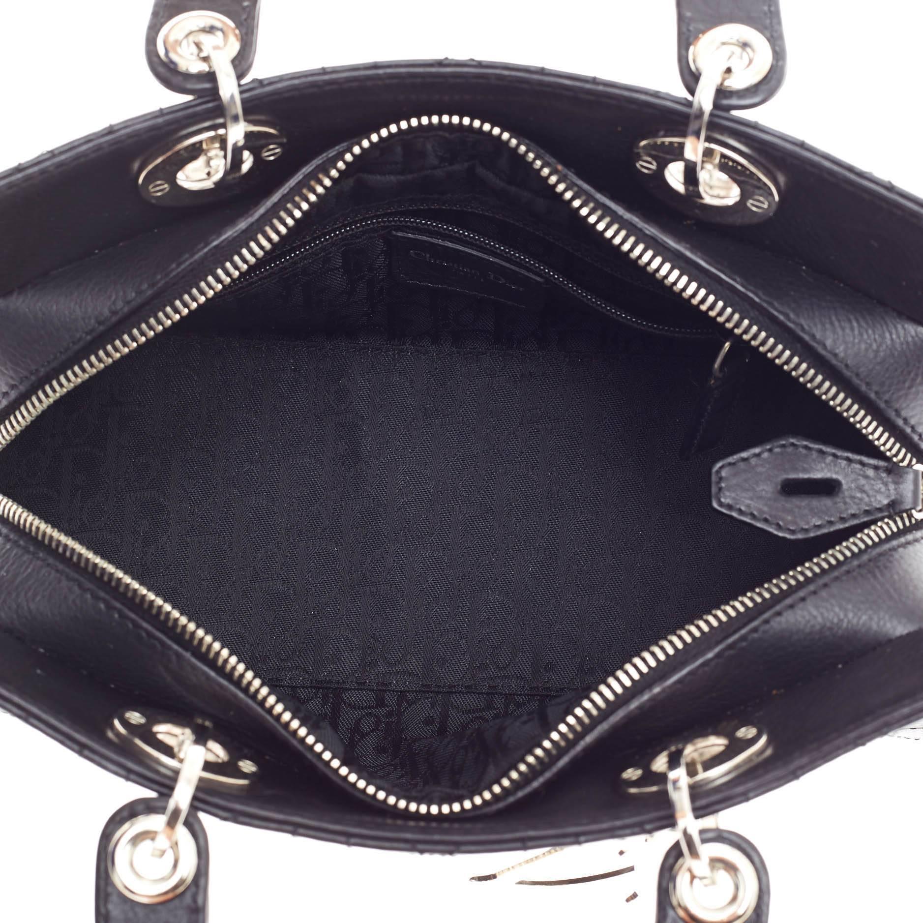 Black Christian Dior Lady Dior Stitched Cannage Leather East West