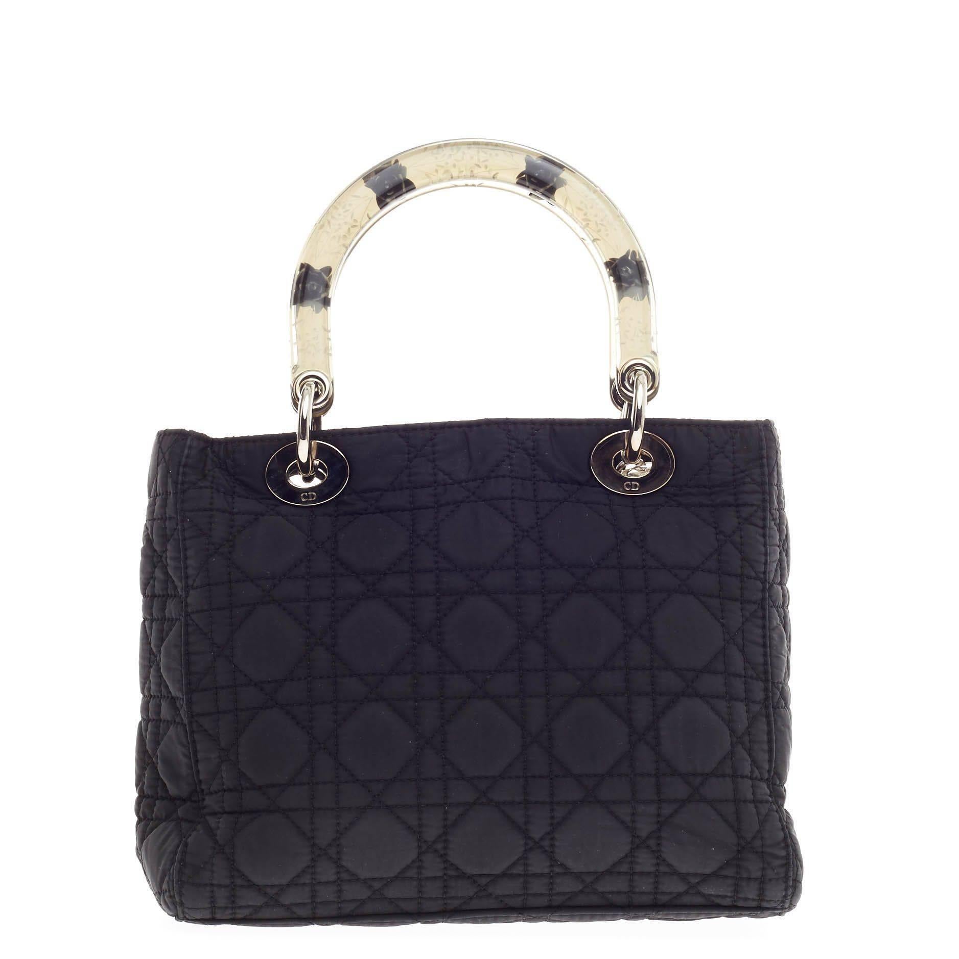 Christian Dior Lady Dior Cannage Quilt Nylon Medium In Good Condition In NY, NY