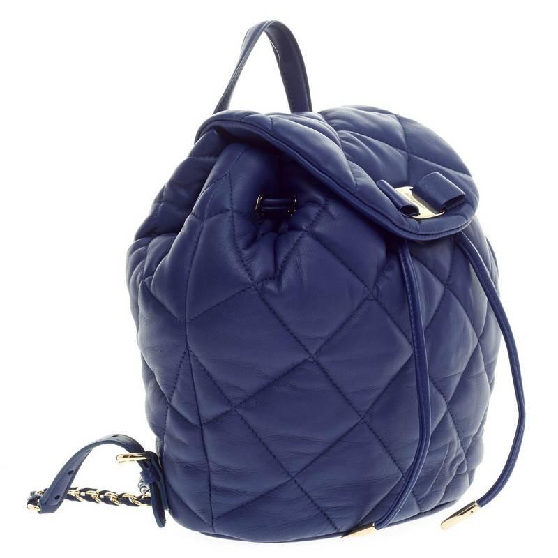 Purple Salvatore Ferragamo Giuliette Backpack Quilted Leather