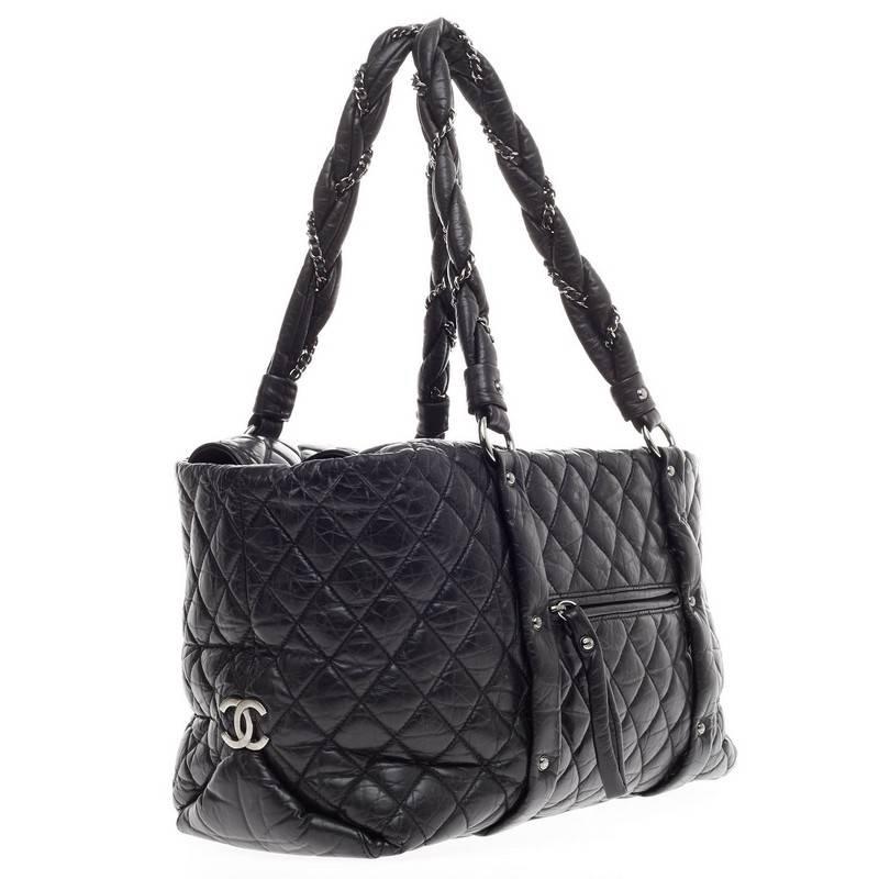 Chanel Ligne Lady Braid Tote Quilted Leather XL In Good Condition In NY, NY