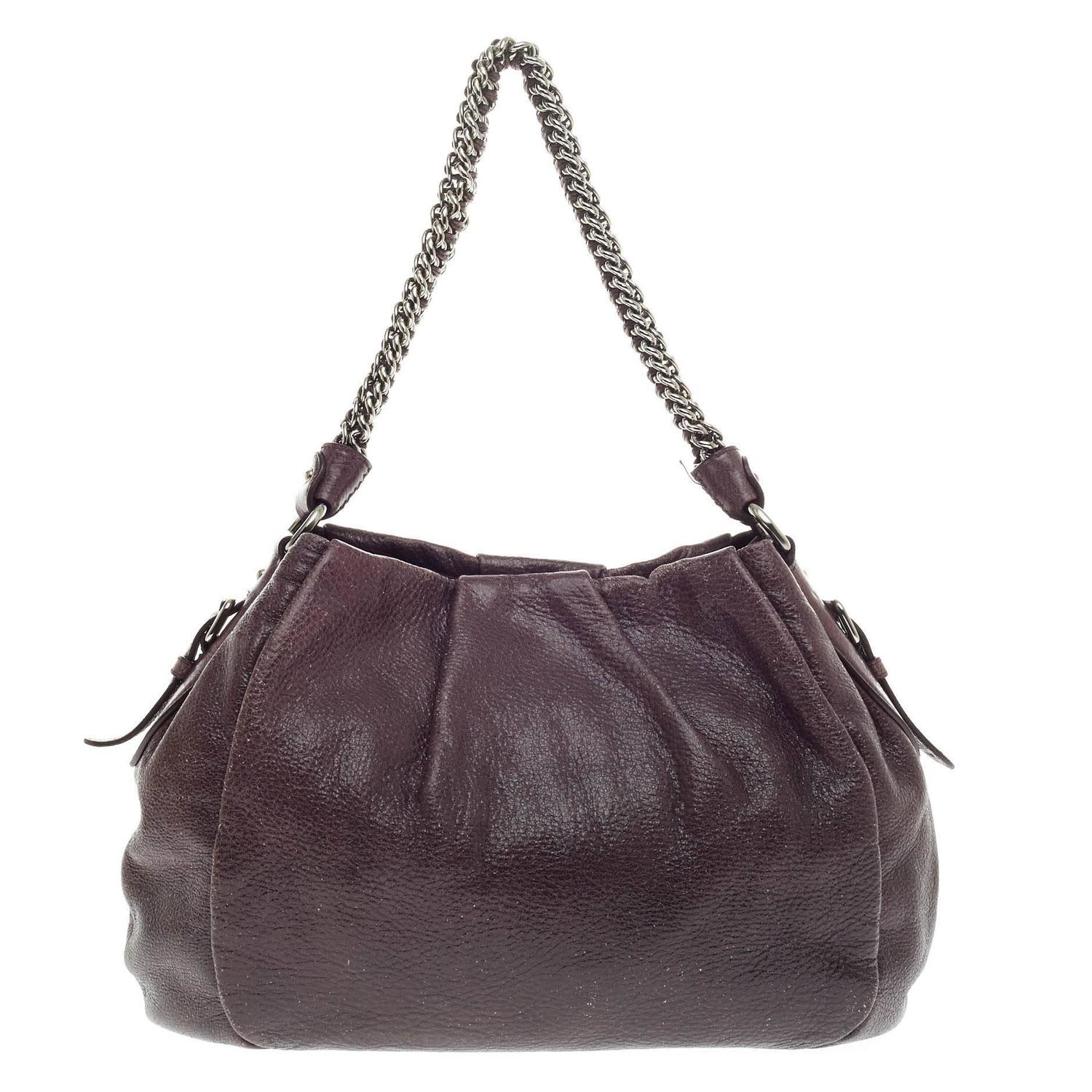 Prada Lux Chain Strap Shoulder Bag Cervo Leather Medium at 1stdibs