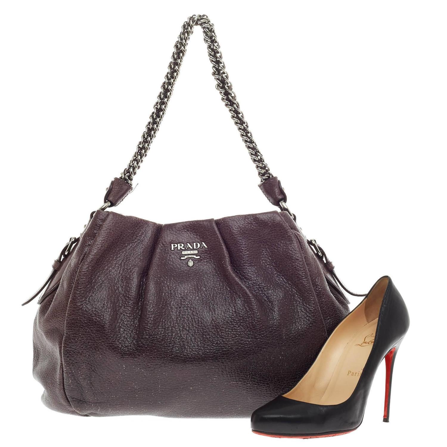 Prada Lux Chain Strap Shoulder Bag Cervo Leather Medium at 1stdibs