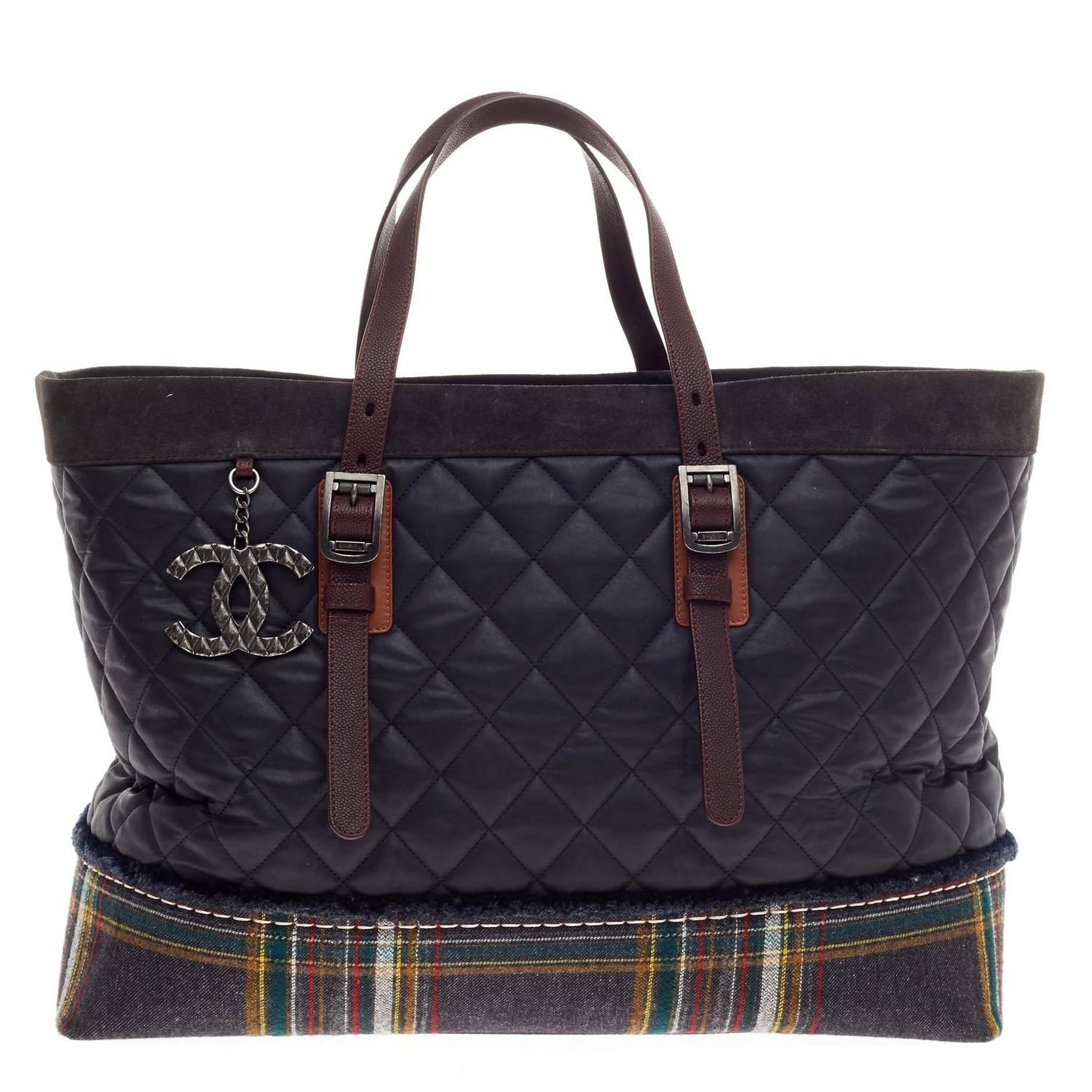 Chanel Paris-Edinburgh Tote Mixed Leather with Flannel at 1stdibs