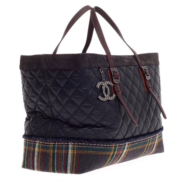 Chanel Paris Edinburgh Tote Mixed Leather with Flannel