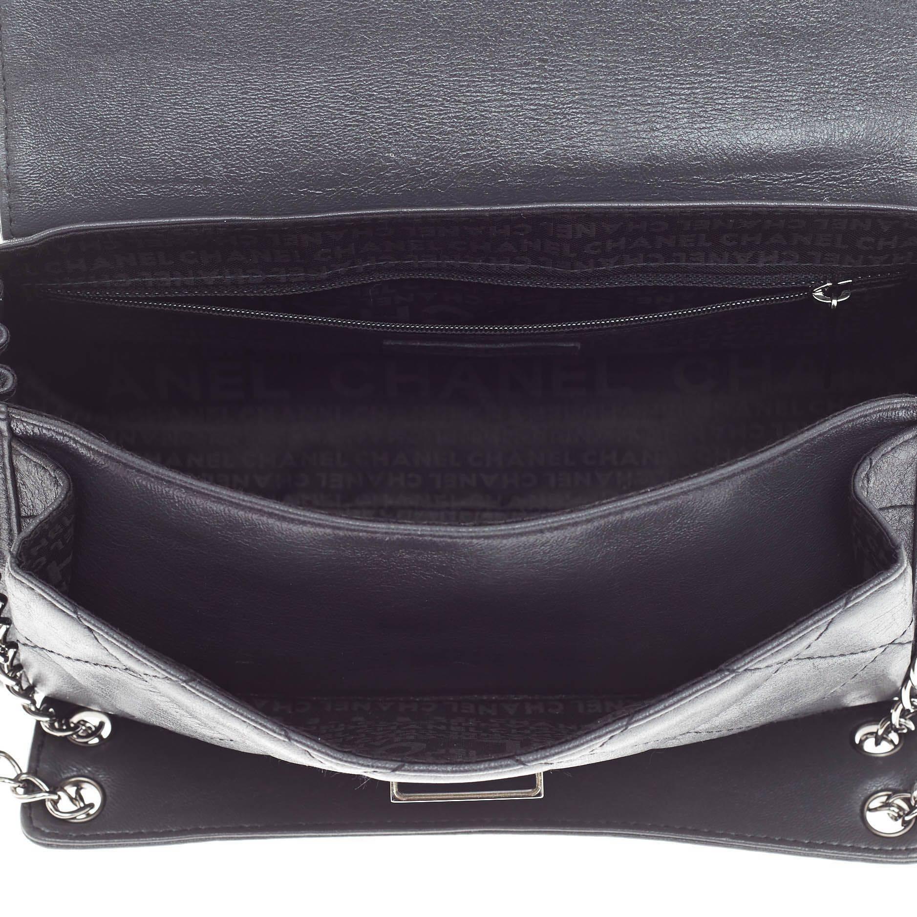 Chanel Accordion Push Lock Flap Bag Quilted Leather Medium 1
