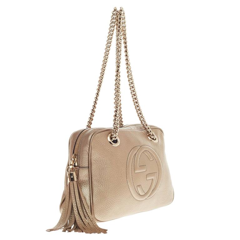 Gucci Soho Chain Zipped Shoulder Bag Leather Small At 1stdibs Beige Gucci Soho Chain Zipped Shoulder Bag Leather Small For