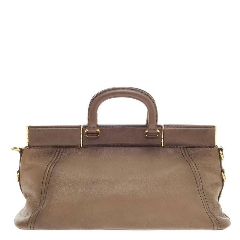 Prada Flat Frame Convertible Satchel Leather Large In Good Condition In NY, NY