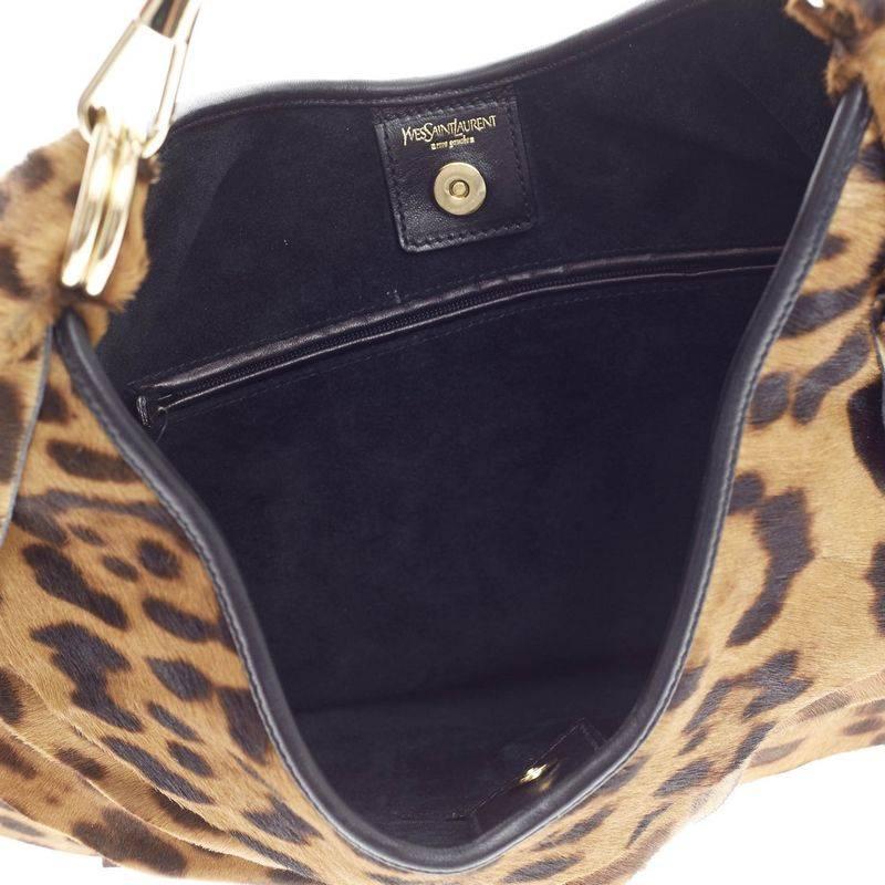 Saint Laurent St. Tropez Shoulder Bag Leopard Print Pony Hair Large In Good Condition In NY, NY