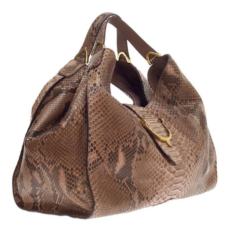 Gucci Soft Stirrup Tote Python Large In Good Condition In NY, NY