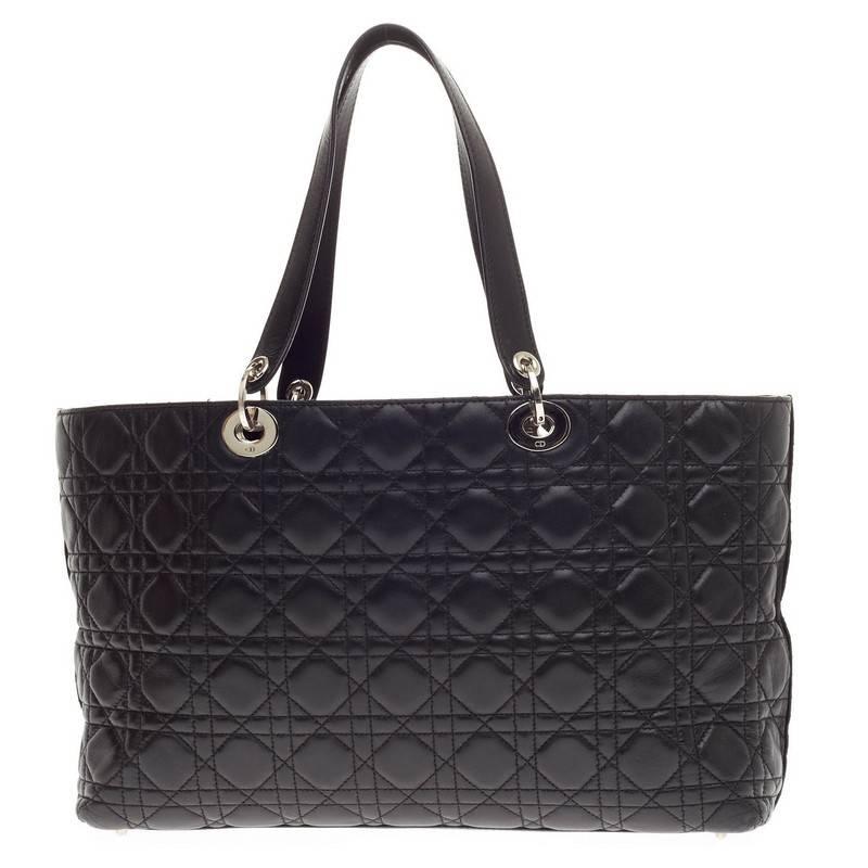 Christian Dior Lady Dior Tote Cannage Quilt Lambskin Large In Good Condition In NY, NY