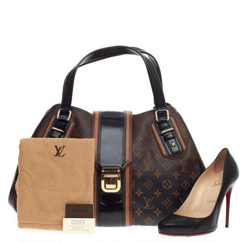 This authentic Louis Vuitton Griet Limited Edition Monogram Mirage presented in the brand's Fall/Winter 2007 Runway Collection updates this classic tote into a modern, eye-catching piece. Crafted in iconic monogram canvas with gradually faded noir