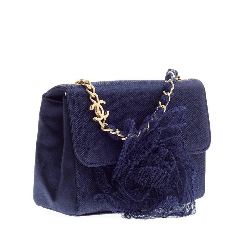 Chanel Rosette Flap Bag Satin and Mesh Mini In Good Condition In NY, NY