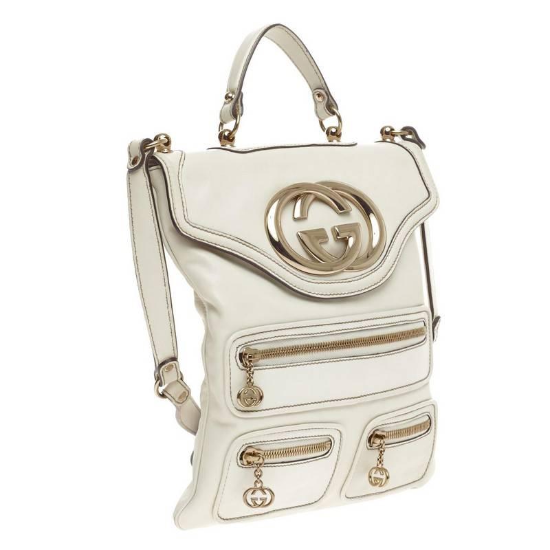 Beige Gucci Britt Messenger Leather