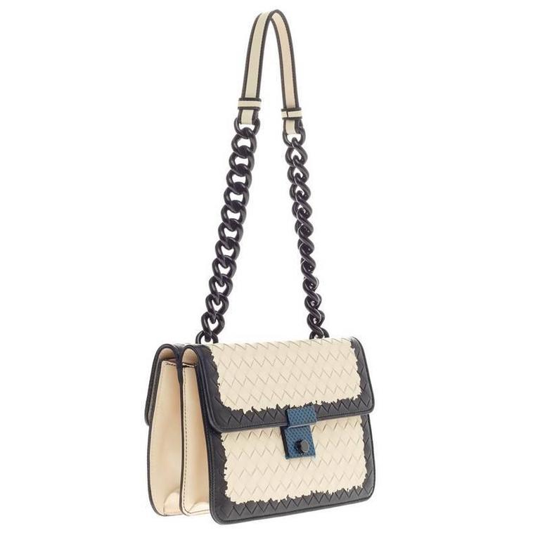 Bottega Veneta Women's Tangerine and Black Intrecciato Mini Nappa Glass Bag