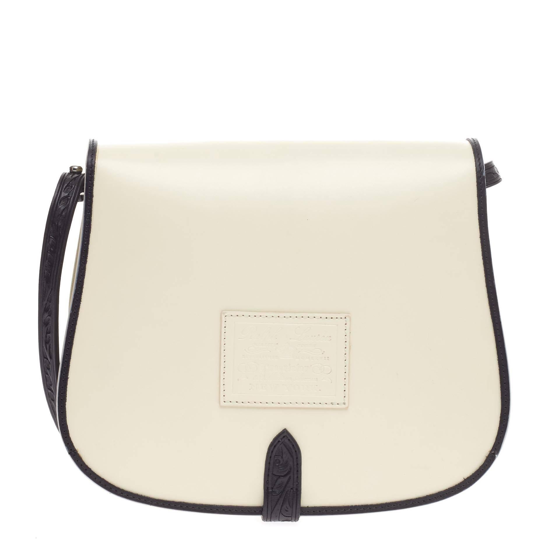 Women's or Men's Ralph Lauren Collection Equestrian Contrast Crossbody Tooled Leather