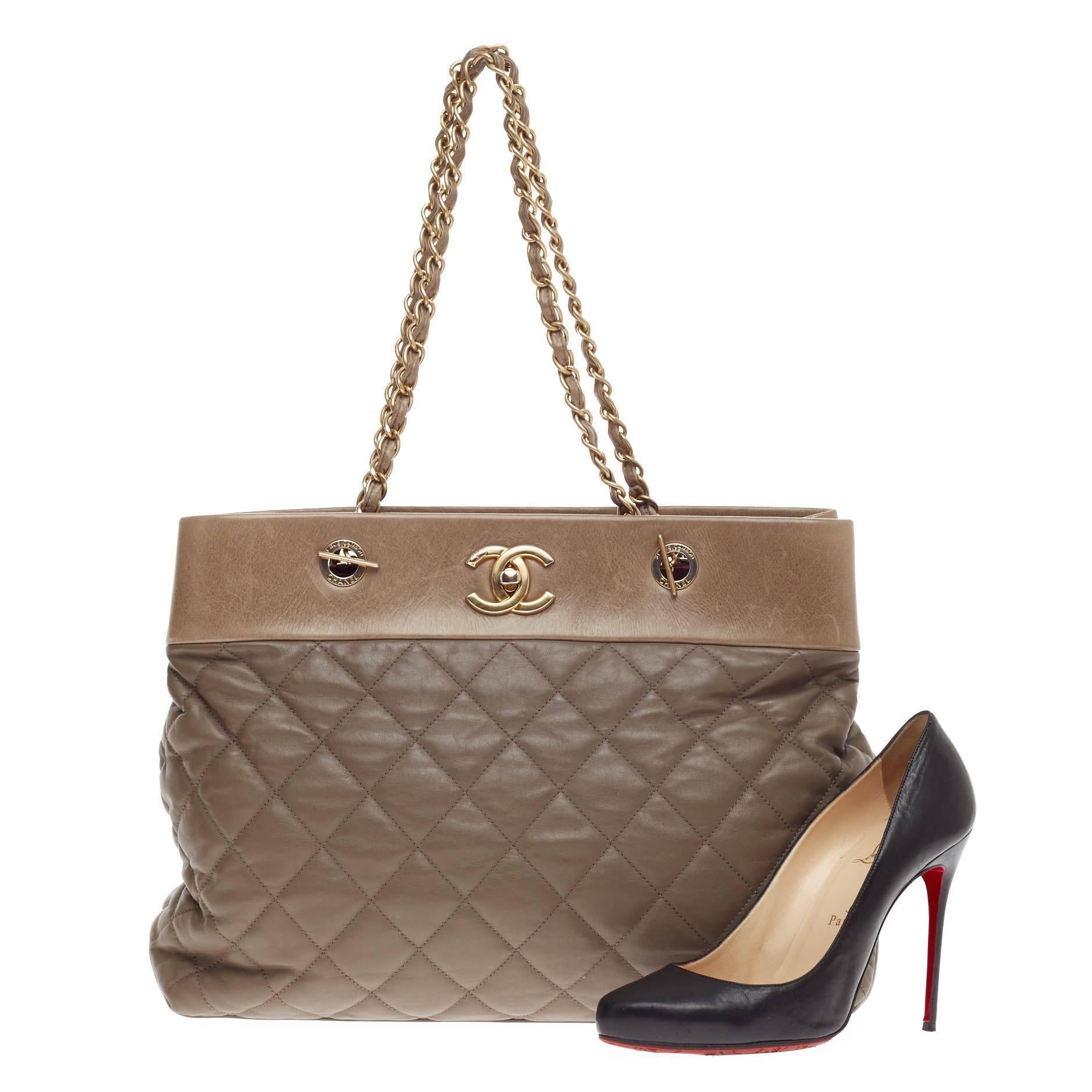 Chanel Soft Elegance Tote Distressed Calfskin Large In Good Condition In NY, NY