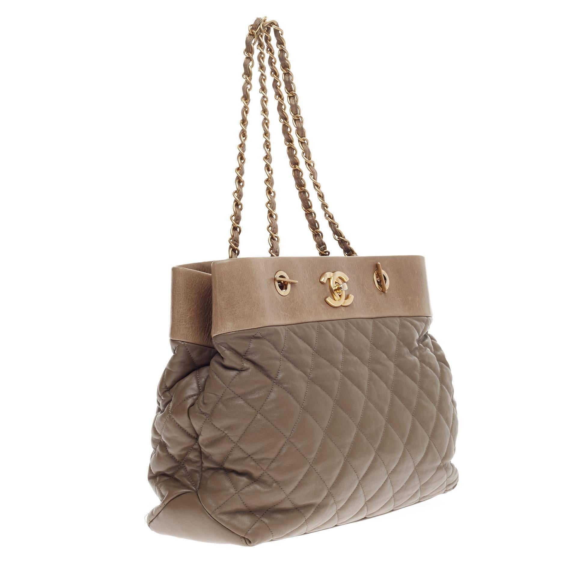 Women's or Men's Chanel Soft Elegance Tote Distressed Calfskin Large