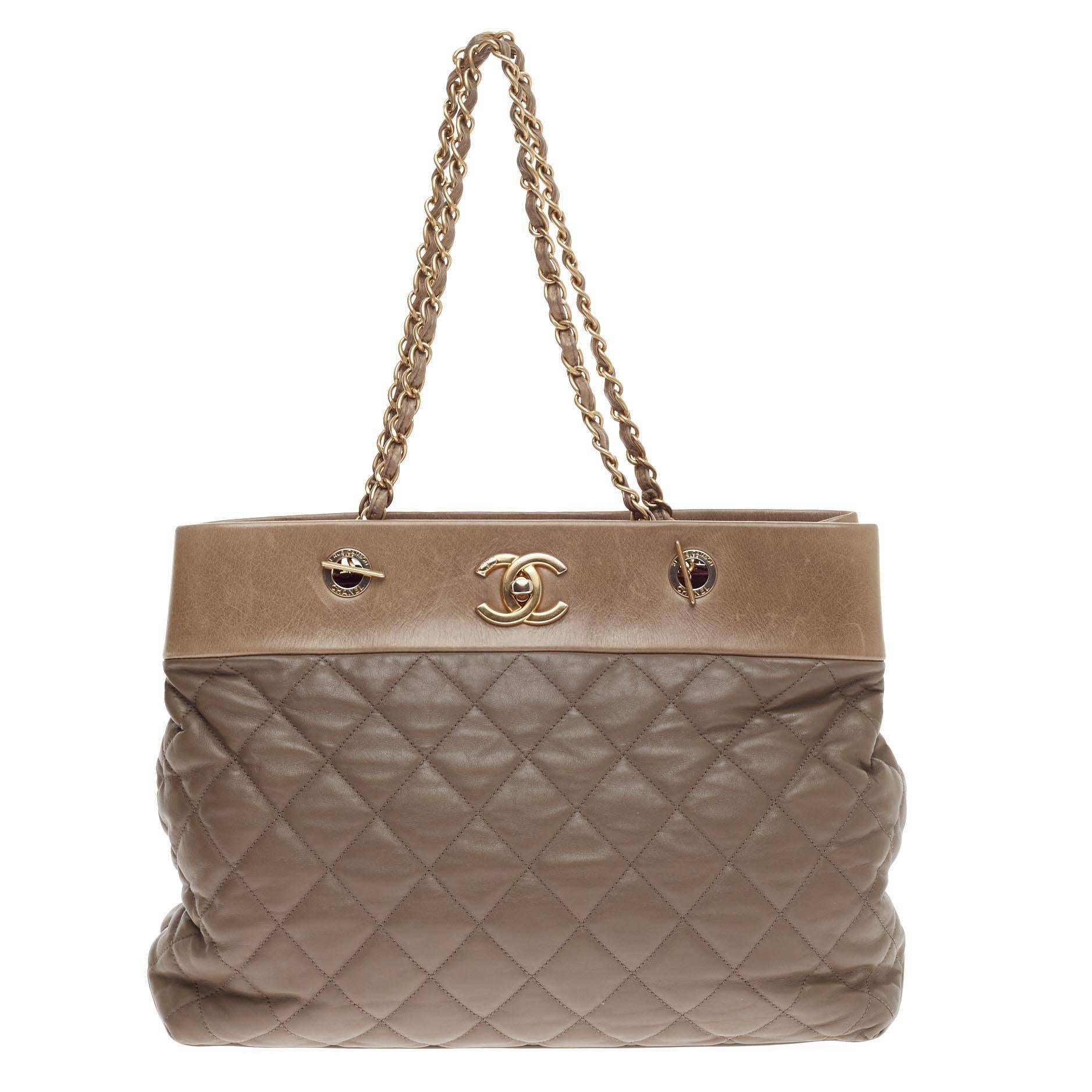 Chanel Soft Elegance Tote Distressed Calfskin Large