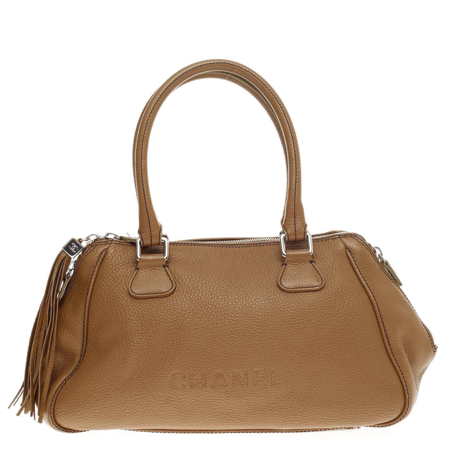 Chanel Lax Tassel Bag Pebbled Leather Large