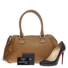 Chanel Lax Tassel Bag Pebbled Leather Large