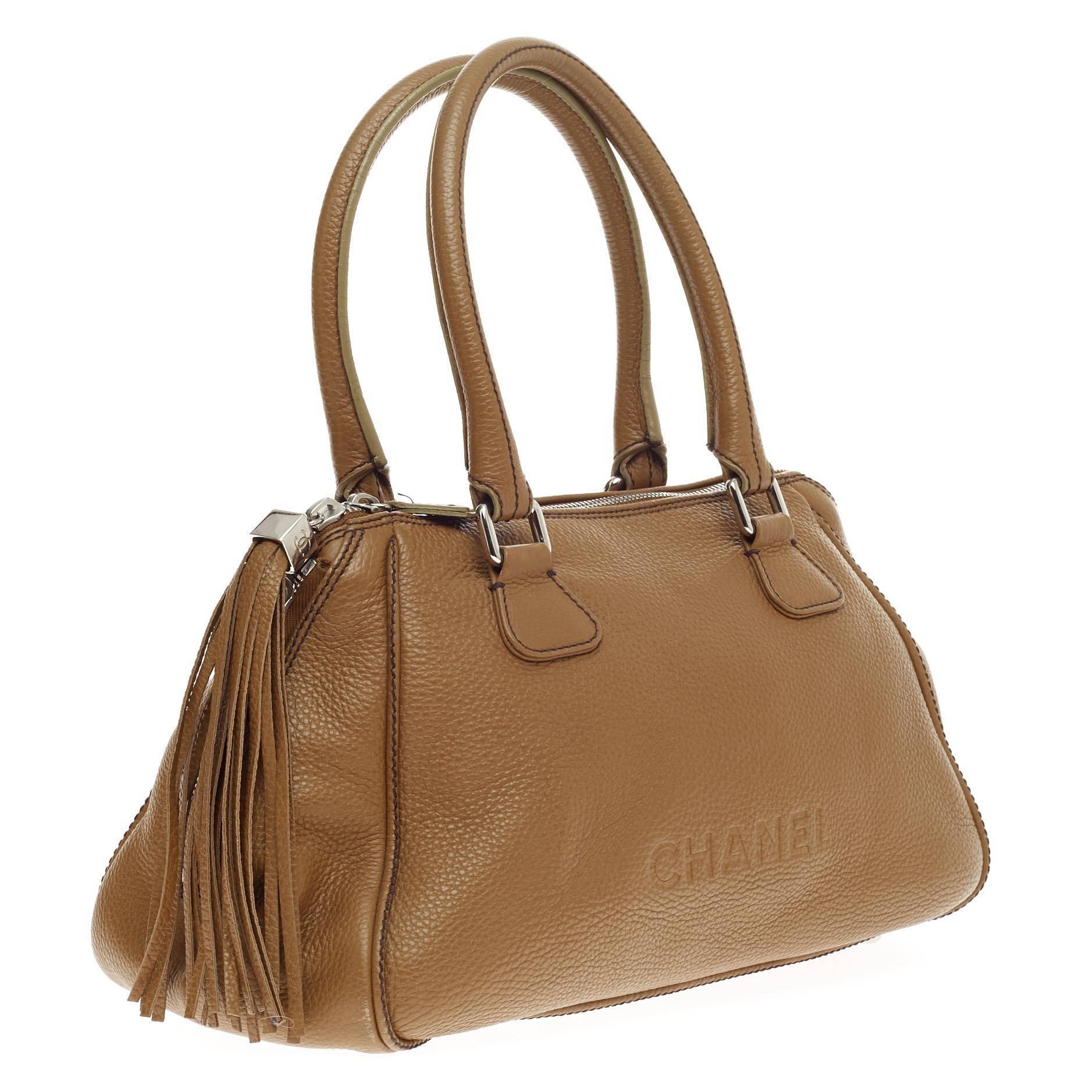 chanel pebbled leather handbag