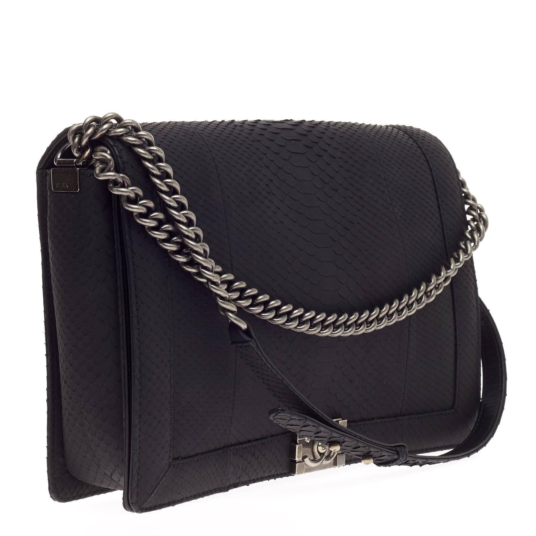 Chanel Boy Flap Matte Python XL In Good Condition In NY, NY