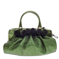 Valentino Lacca Fleur Satchel Leather and Embossed Python Large