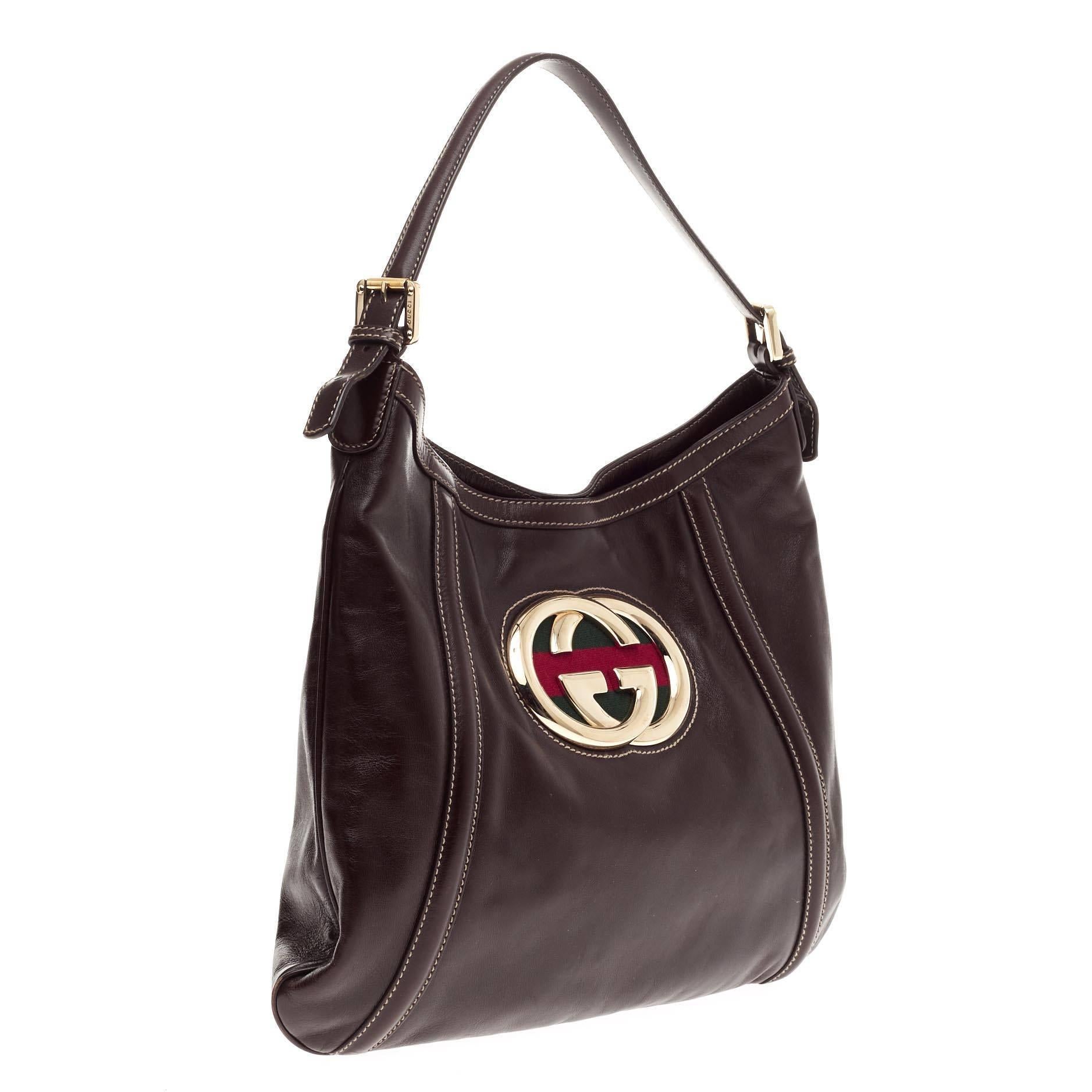 Women's or Men's Gucci Britt Web Hobo Leather Medium